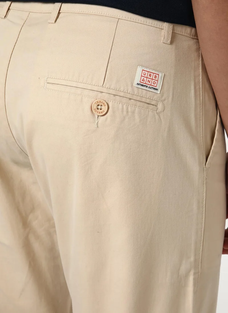 Urbano Fashion  Urbano Fashion Men's Cream Straight Fit Mid Rise Cotton Casual Chinos Trousers Stretch for Men | Best Price UAE